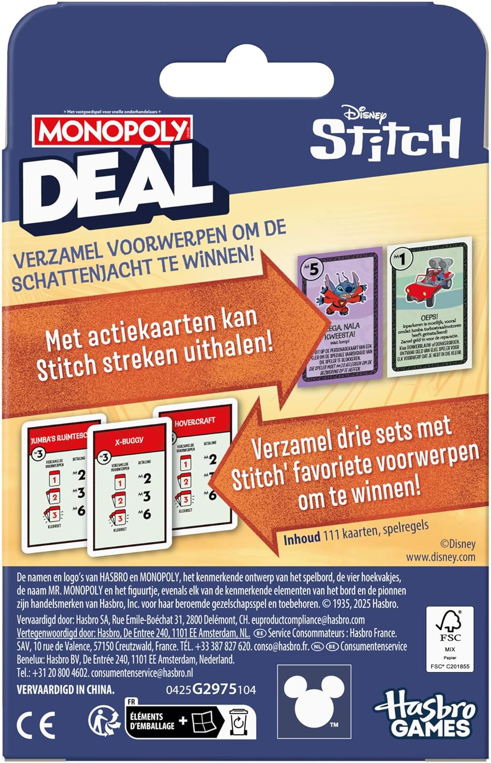 Monopoly Deal Disney Stitch Edition Card Game - Dutch Version