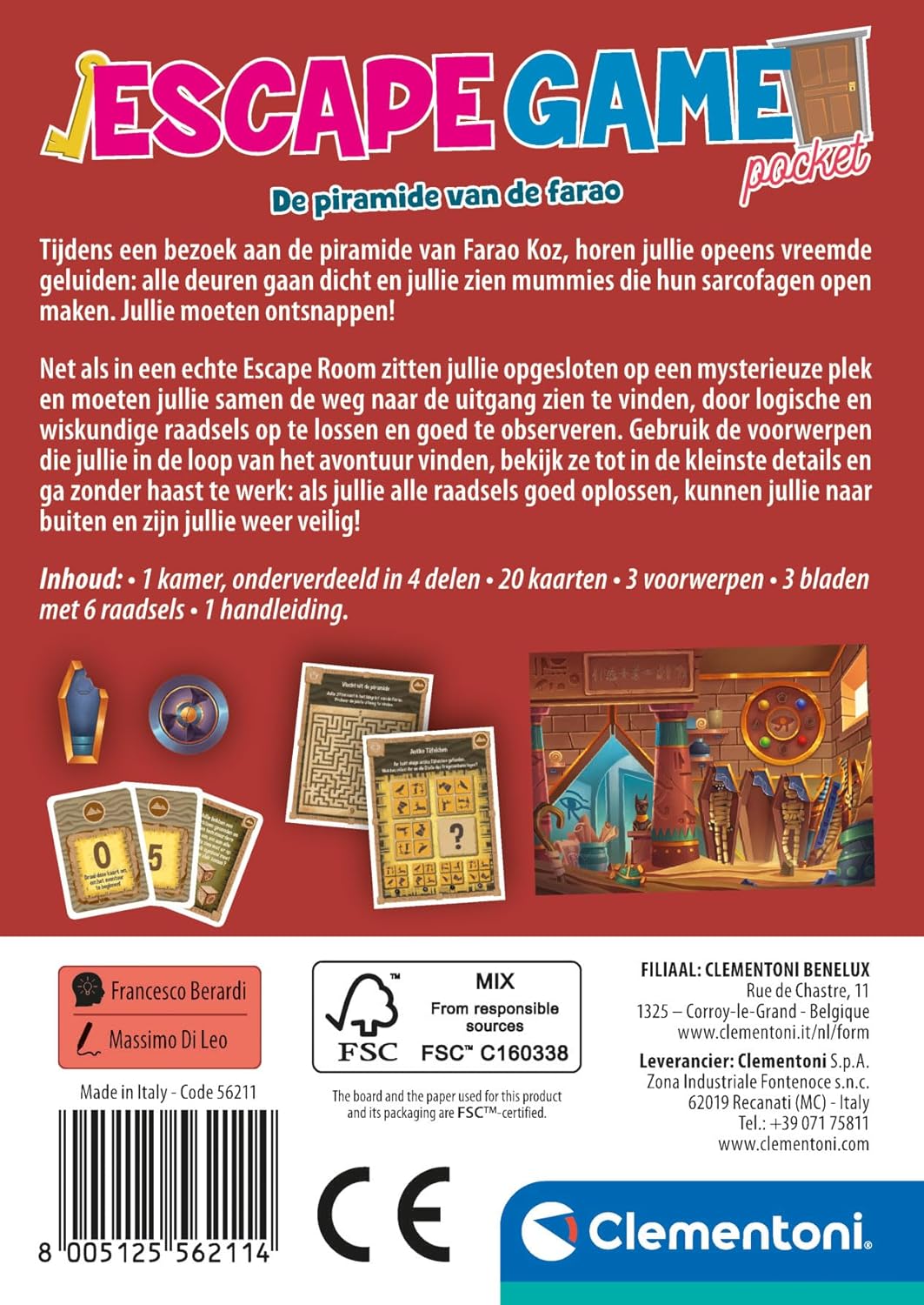 Clementoni Escape Room Pharaon, Gemaakt In Italië, Multicolor - 56211