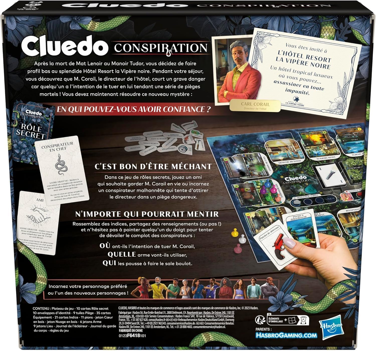 Hasbro Gaming Cluedo Conspiration, Board Game for Teens and Adults, Secret Role Games, 4-10 Players, Survey Games