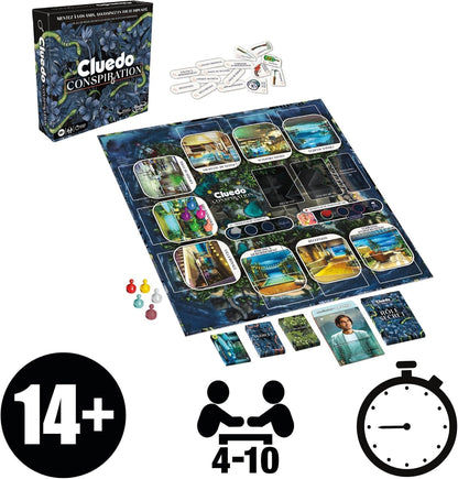 Hasbro Gaming Cluedo Conspiration, Board Game for Teens and Adults, Secret Role Games, 4-10 Players, Survey Games