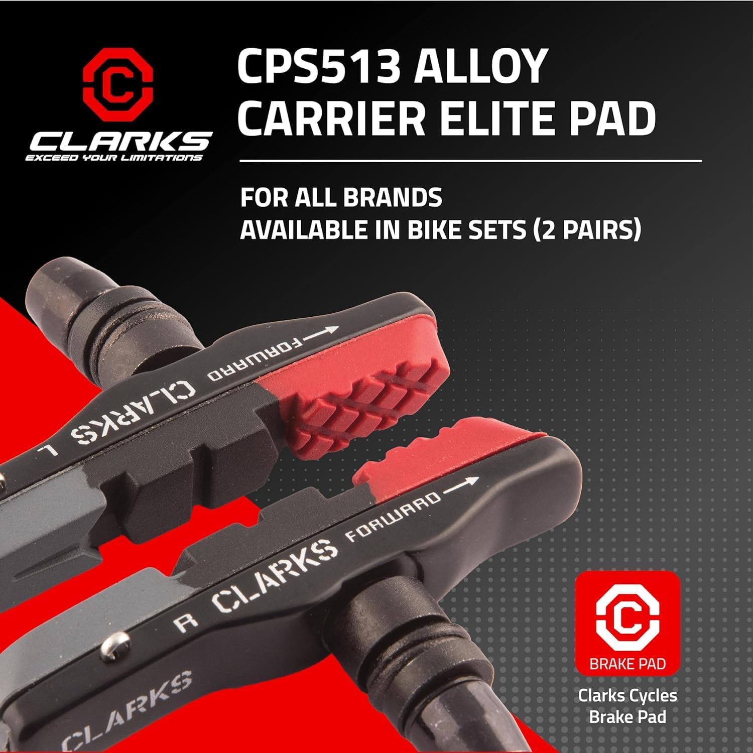 Clarks Elite Bremsbeläge V-Brake - passend für Alle gängigen Systeme (72 mm)
