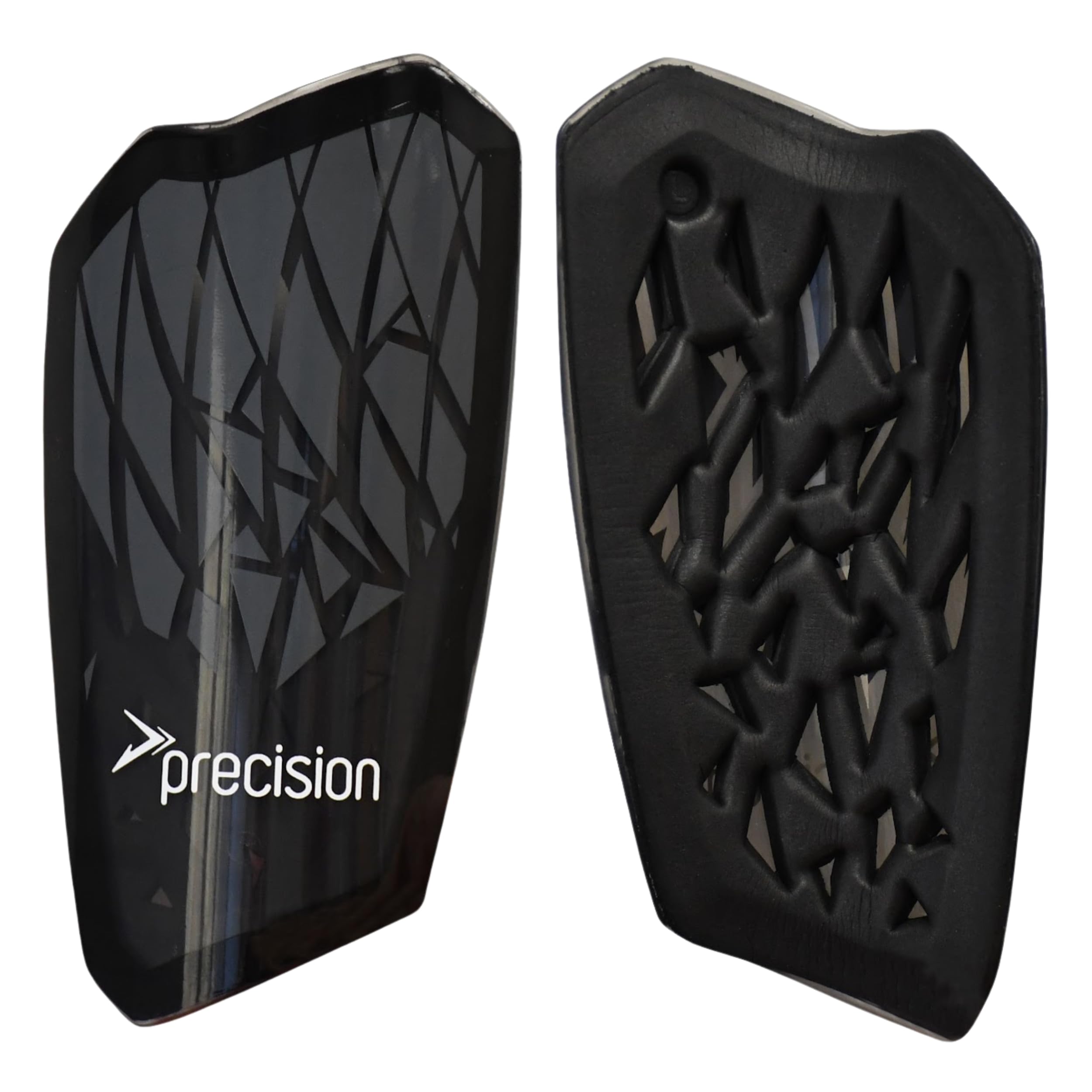 Precision Pro Fusion Flex Shin Guards, Lightweight Football Protection with TPU Shell, EVA Foam Cushioning, Elasticated Sleeves Pads, Black