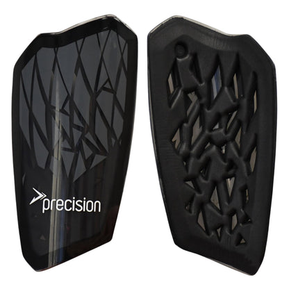 Precision Pro Fusion Flex Shin Guards, Lightweight Football Protection with TPU Shell, EVA Foam Cushioning, Elasticated Sleeves Pads, Black