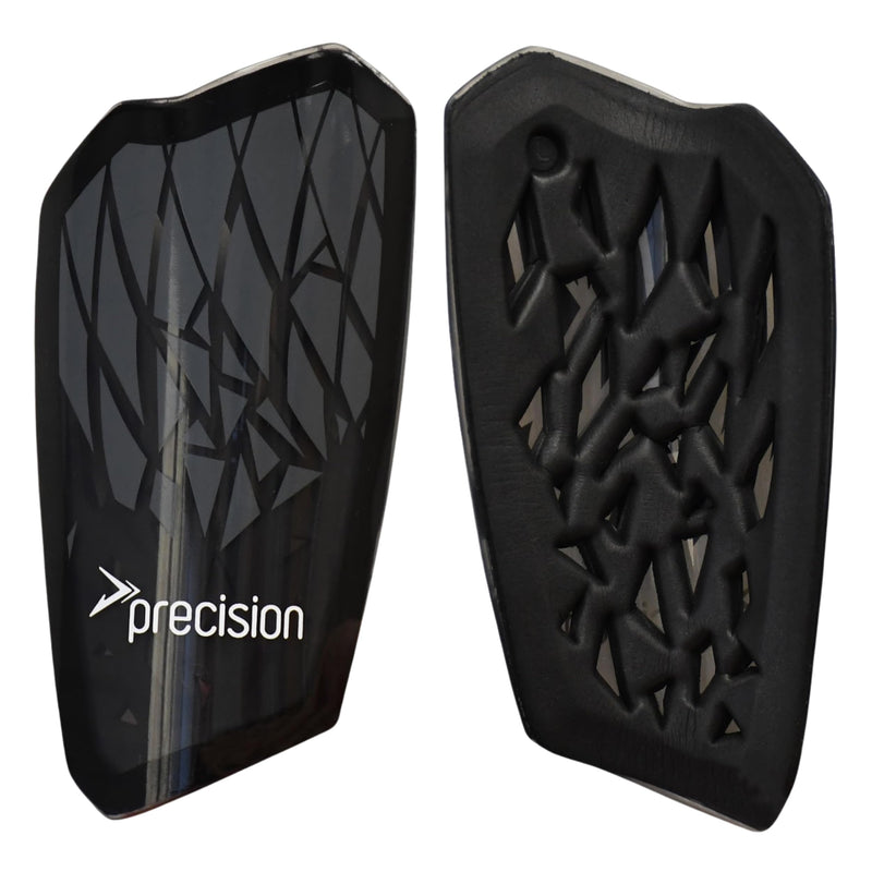 Precision Pro Fusion Flex Shin Guards, Lightweight Football Protection with TPU Shell, EVA Foam Cushioning, Elasticated Sleeves Pads, Black