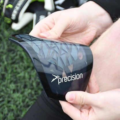 Precision Pro Fusion Flex Shin Guards, Lightweight Football Protection with TPU Shell, EVA Foam Cushioning, Elasticated Sleeves Pads, Black