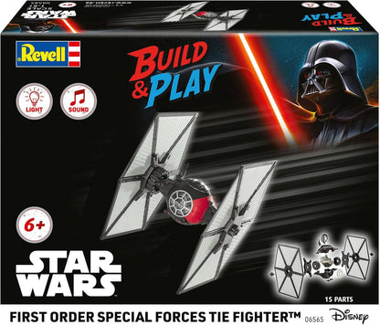 Revell 06565 Build & Play: Star Wars First Order Special Forces TIE Fighter - With Authentic Lights & Sounds - 1:51 Scale Unbuilt Pre-coloured Click-Together Toy - 18 Parts - From 6 Years+