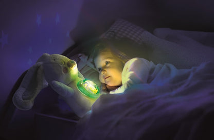 Clementoni Arctic Bunny Projector Plush | Soothing Night Light with Northern Lights, White Noise & Melodies | Removable Module | Machine-Washable Comfort Toy from Birth