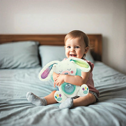 Clementoni Arctic Bunny Projector Plush | Soothing Night Light with Northern Lights, White Noise & Melodies | Removable Module | Machine-Washable Comfort Toy from Birth