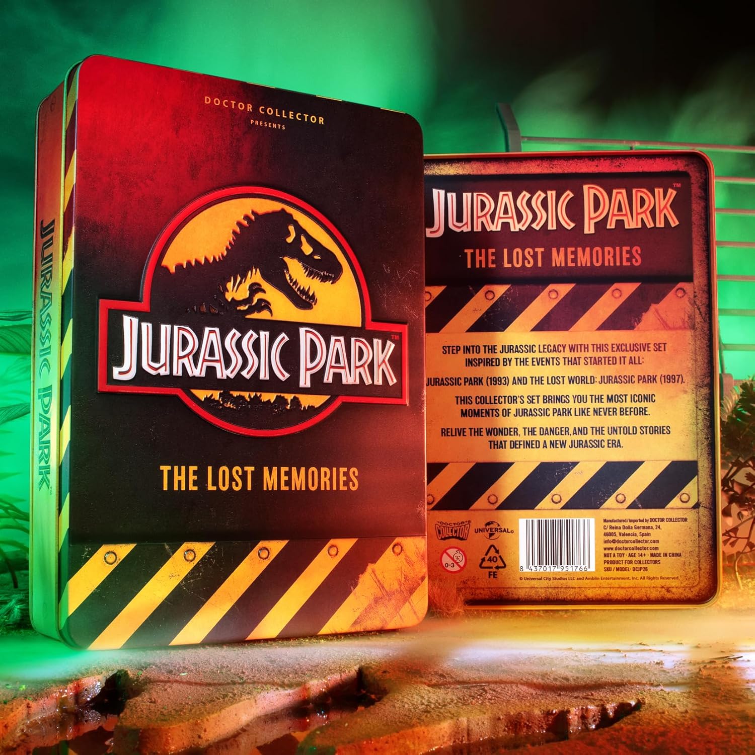 Jurassic Park The Lost Memories Collectible Tin Box Set, Official Collectible Edition with Exclusive Accessories in Metal Box