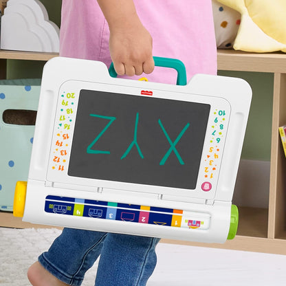 Fisher-Price Preschool Toy Learn & Doodle Desk Mess-Free Writing & Drawing Tablet with LCD Screen for Travel Creative Play Kids Ages 3+ Years, JDL70