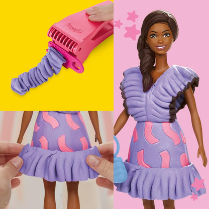 Play-Doh Barbie Ruffles & Braids Doll Set, Ages 6+, Standard Set