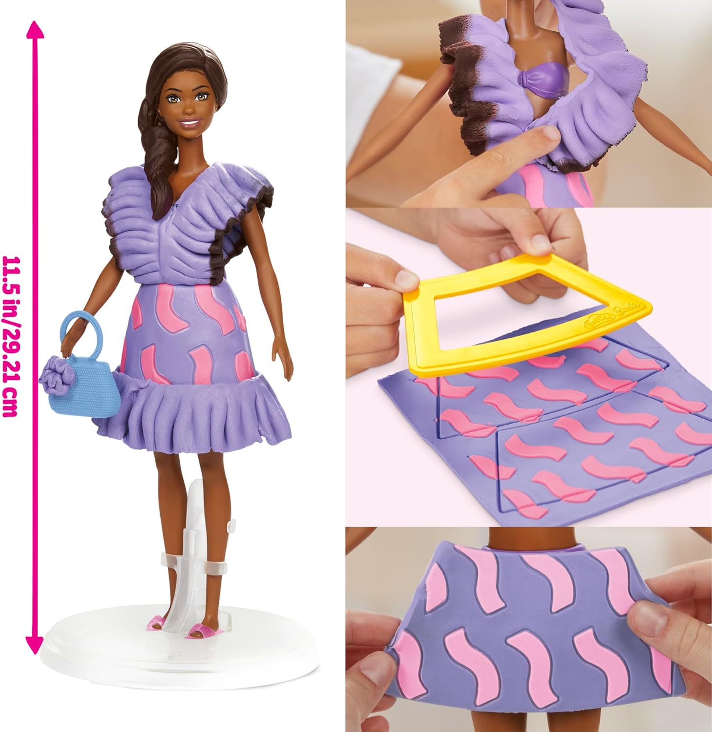 Play-Doh Barbie Ruffles & Braids Doll Set, Ages 6+, Standard Set