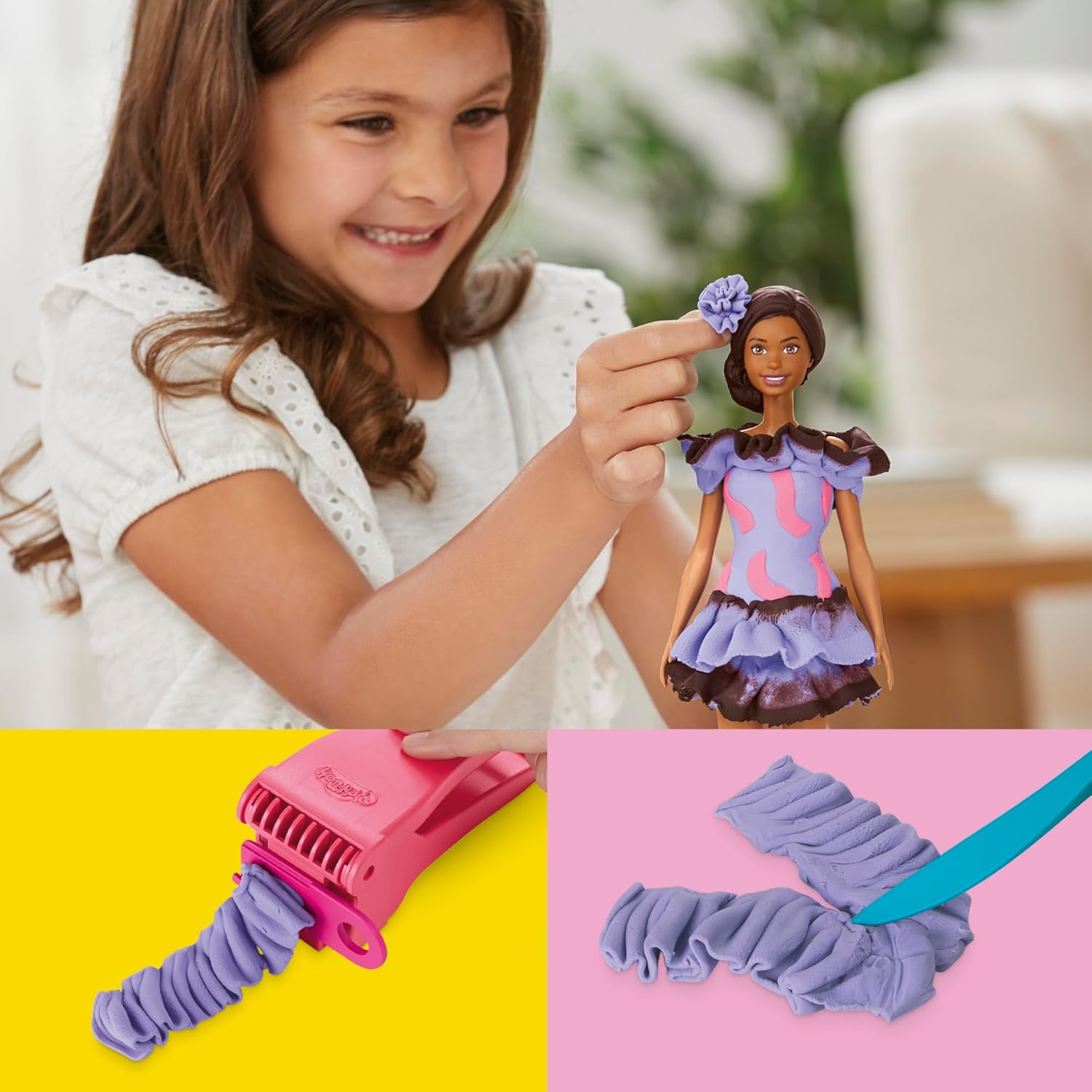 Play-Doh Barbie Ruffles & Braids Doll Set, Ages 6+, Standard Set