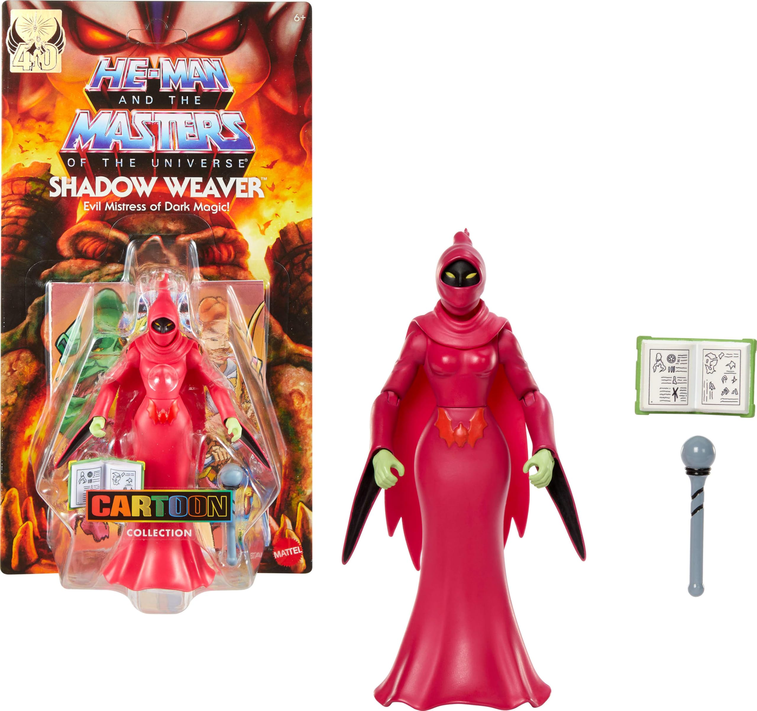 Masters of the Universe Origins Action Figure Cartoon Collection Shadow Weaver, 5.5-inch 1980s MOTU Princess of Power TV Sorceress, Cloak & Wand, JBM96