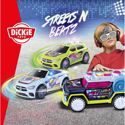 Dickie Toys - BEAT BREAKER TOY CAR with Light Change & Music - Streets N BEATZ Car with Friction Motor 20 cm Includes Batteries Toy for Children from 3 Years