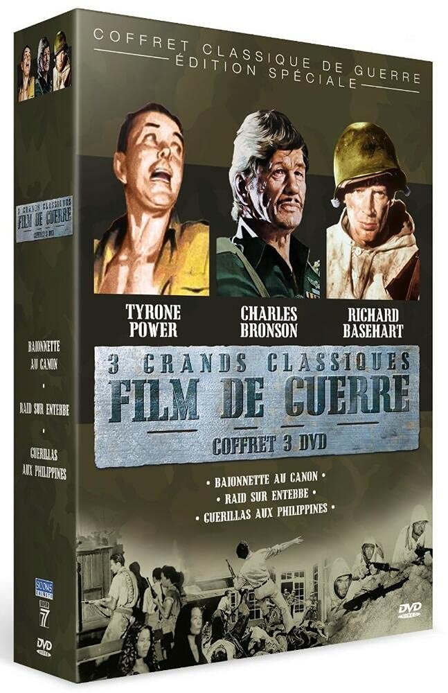 3 grand classiques films de guerre: Baïonnette au canon / Raid sur entebbe / Guérillas aux philippines