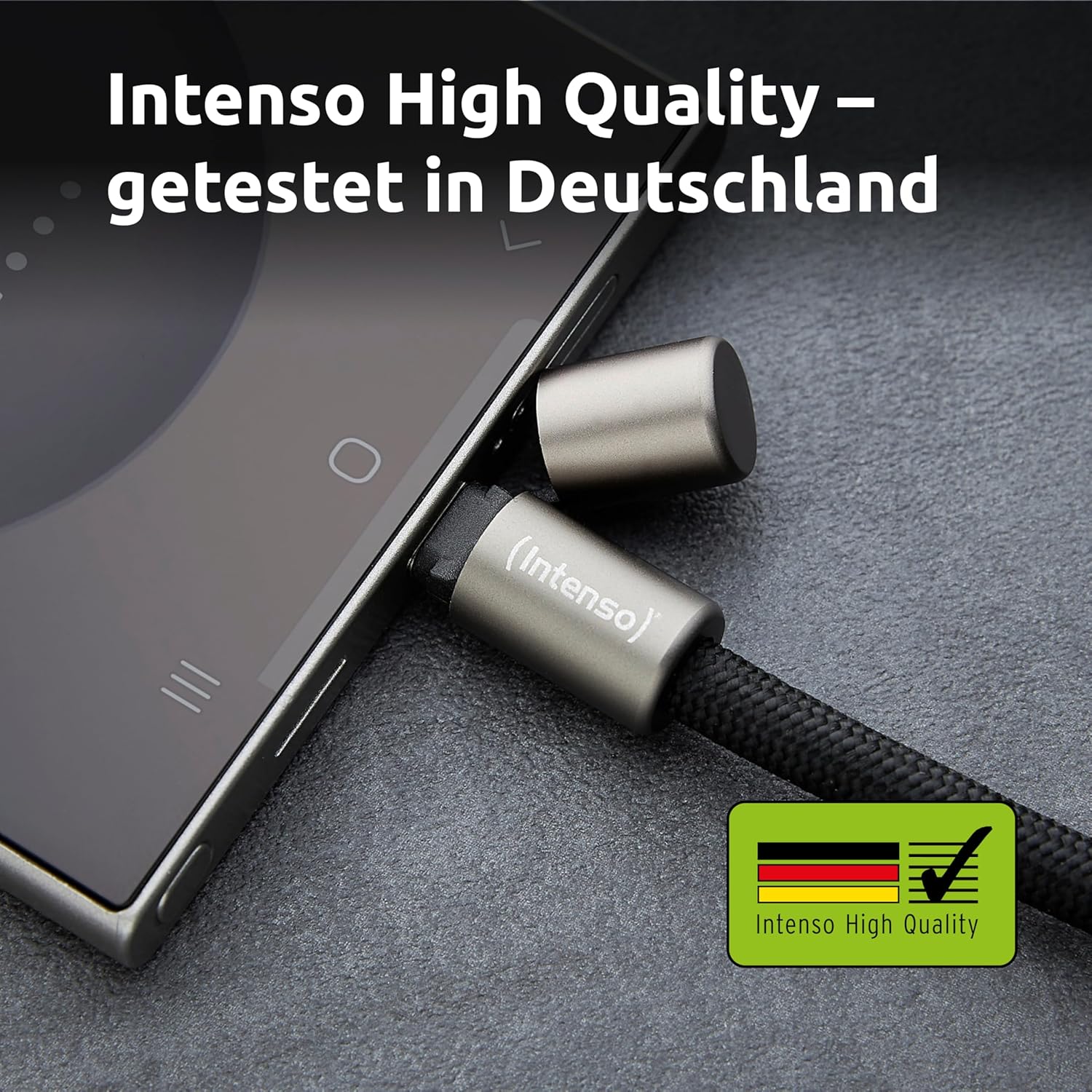 Intenso Cavo di ricarica e dati USB-C per cellulare – 60 W, 480 Mbps, nylon, PD3.0 QC4.0, 1,65 m, regolabile, nero