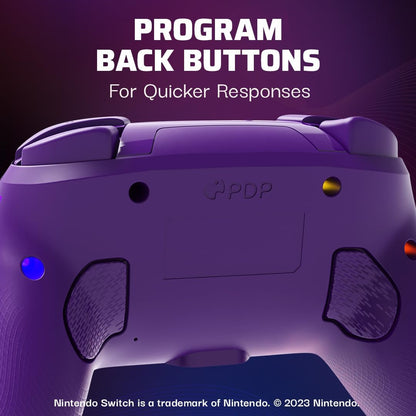 PDP Afterglow Wave Wireless Pro Controller with Full Motion for Nintendo Switch, Nintendo Switch - OLED Model, 8 RGB LED Lighting Zones, 30 Foot Range, 20 Hour Rechargeable Battery Purple