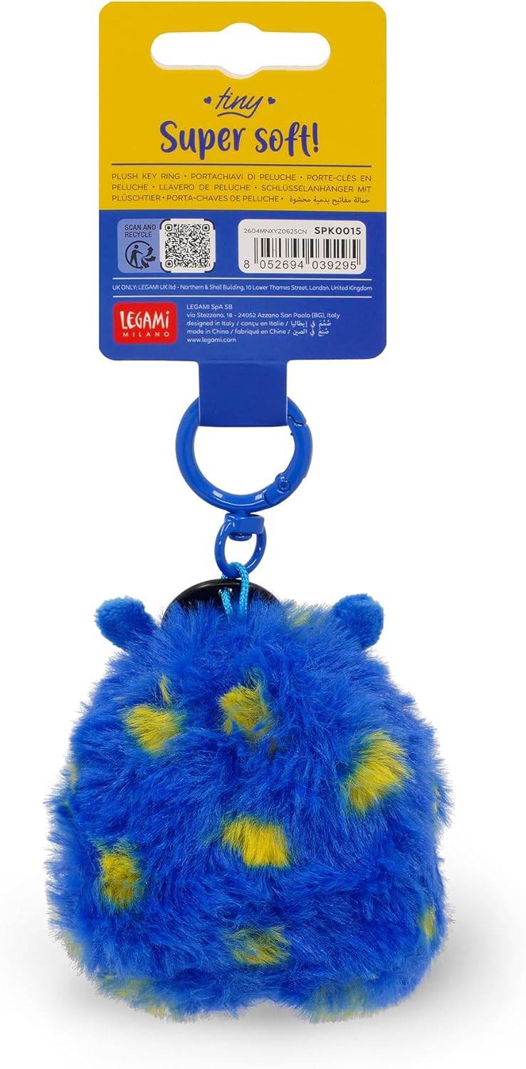 Legami Super Soft! Monster Keychain, Plush Keyring, Engraved Message Pendant with Zinc Carabiner 7 x 11 cm