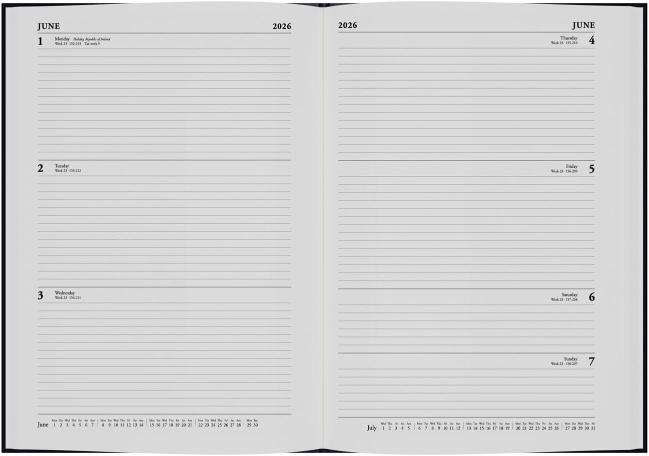 Collins - Desk - 2026 12 Month Calendar Year Planner, Week-To-View Diary, A4 Hard Cover - Blue (40.60-26