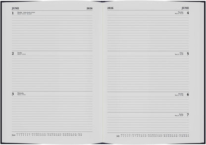 Collins - Desk - 2026 12 Month Calendar Year Planner, Week-To-View Diary, A4 Hard Cover - Blue (40.60-26