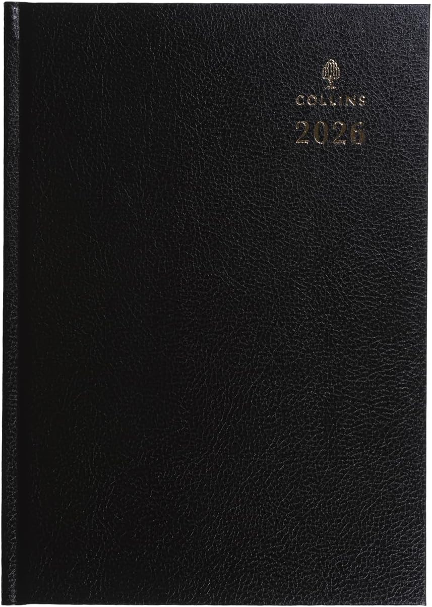 Collins - Desk - 2026 12 Month Calendar Year Planner, Day-To-Page Diary, A5 Hard Cover - Black (52.99-26