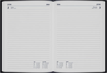 Collins - Desk - 2026 12 Month Calendar Year Planner, Day-To-Page Diary, A5 Hard Cover - Blue (52.60-26