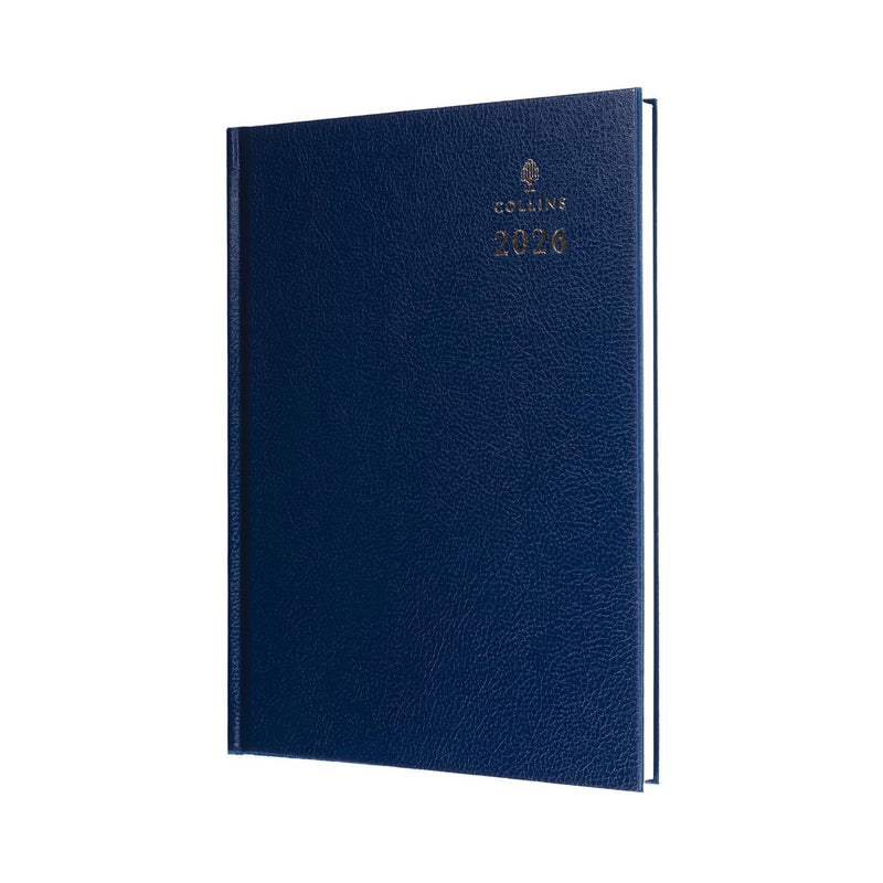 Collins - Desk - 2026 12 Month Calendar Year Planner, Day-To-Page Diary, A5 Hard Cover - Blue (52.60-26