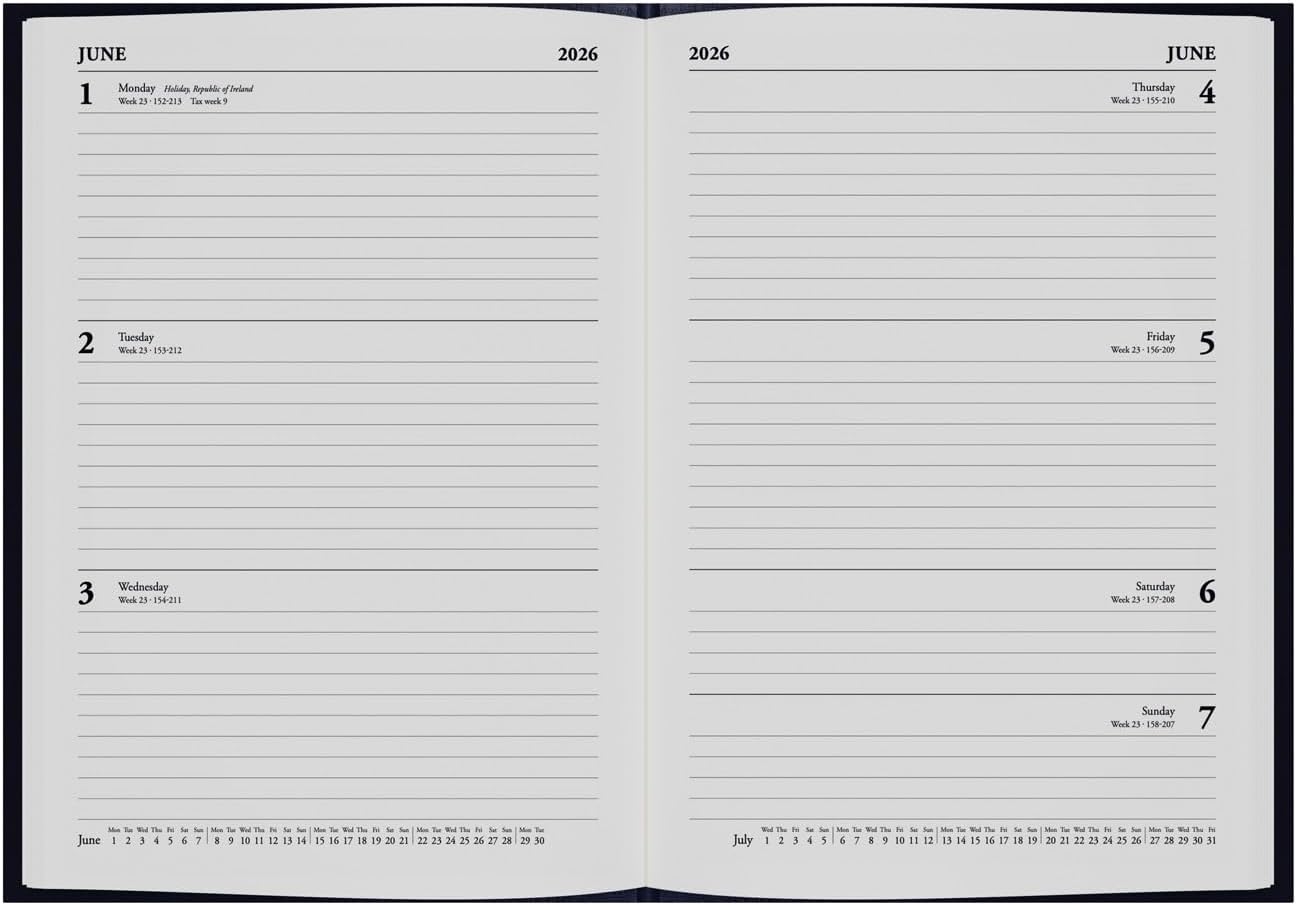 Collins - Desk - 2026 12 Month Calendar Year Planner, Week-To-View Diary, A5 Hard Cover - Black (35.99-26