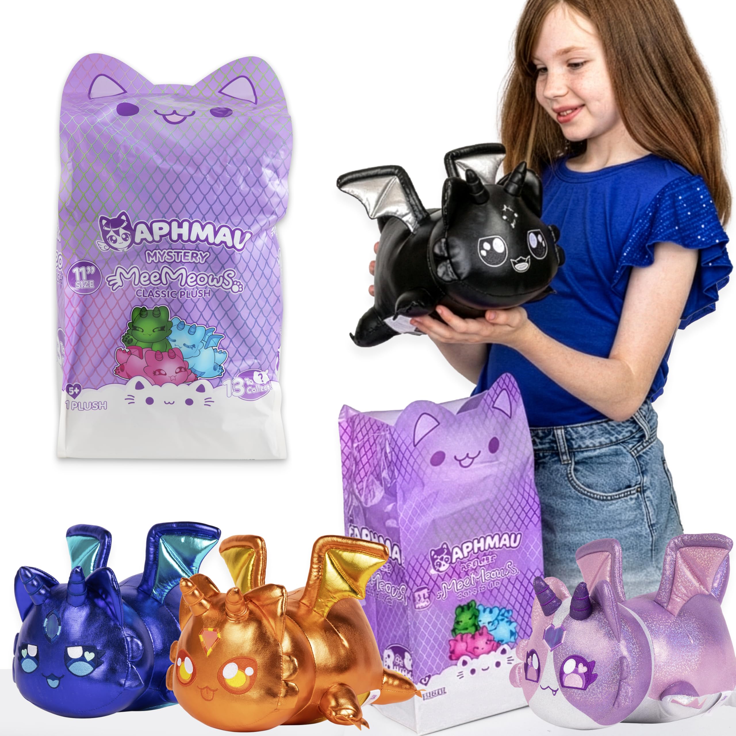 Aphmau MeeMeows 11” Classic Mystery Plush, Dragon, Plush Mystery Box, Blind Box, 1 of 8 Possible Dragon MeeMeows, Official Merch