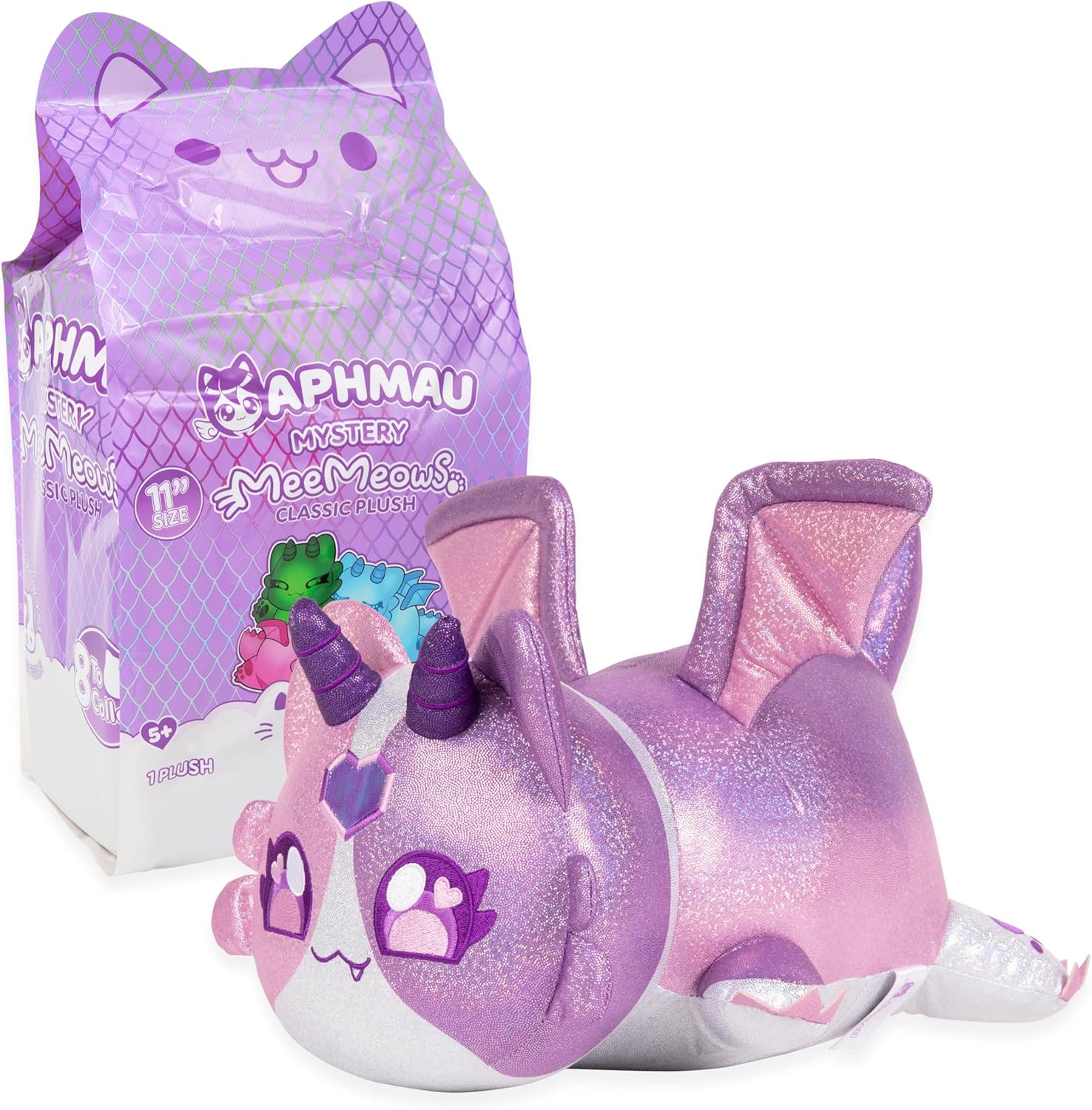 Aphmau MeeMeows 11” Classic Mystery Plush, Dragon, Plush Mystery Box, Blind Box, 1 of 8 Possible Dragon MeeMeows, Official Merch