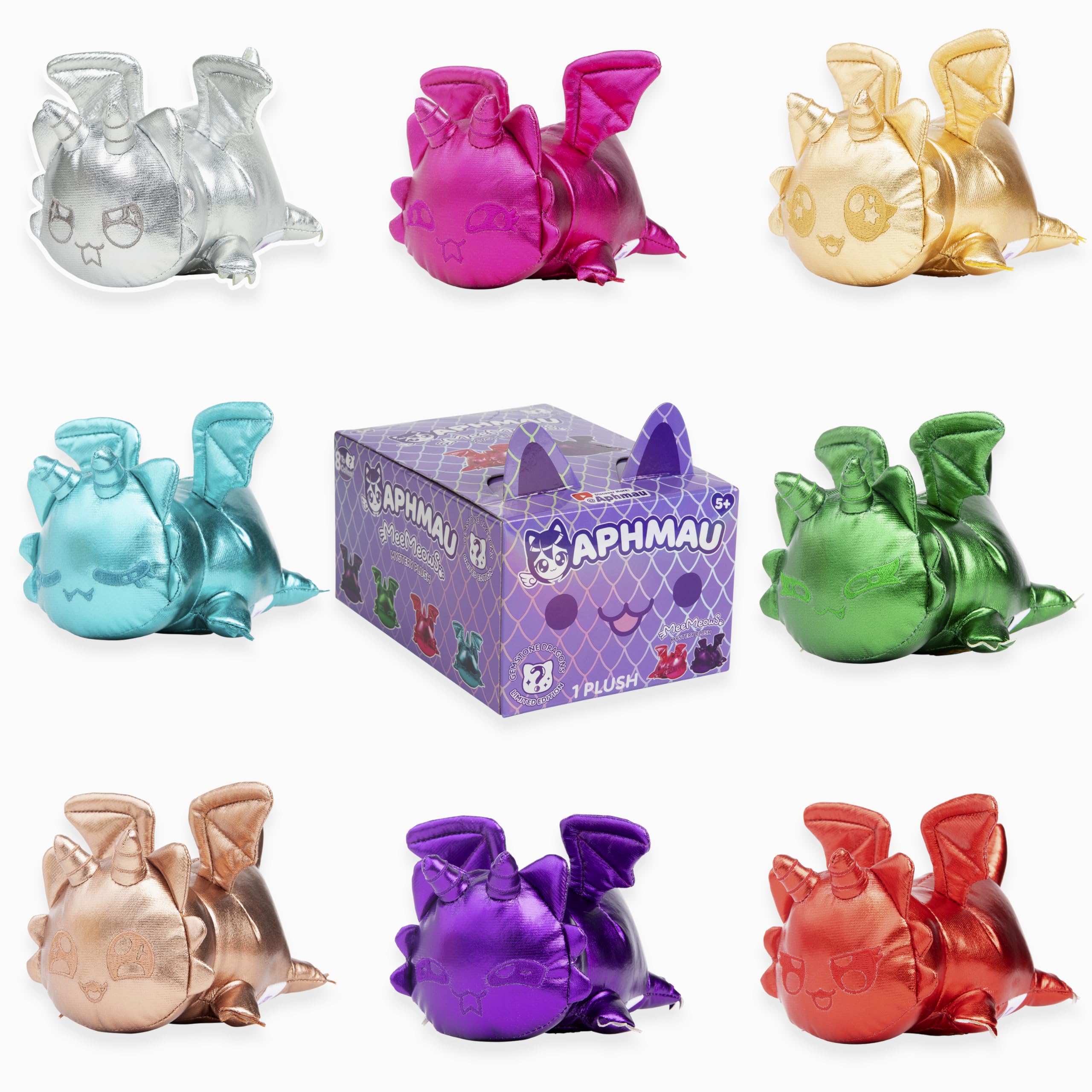 Aphmau 6” MeeMeow Mystery Plush – Dragons, Blind Box, 1 of 8 Possible, Fun Dragon MeeMeows, Official Merch