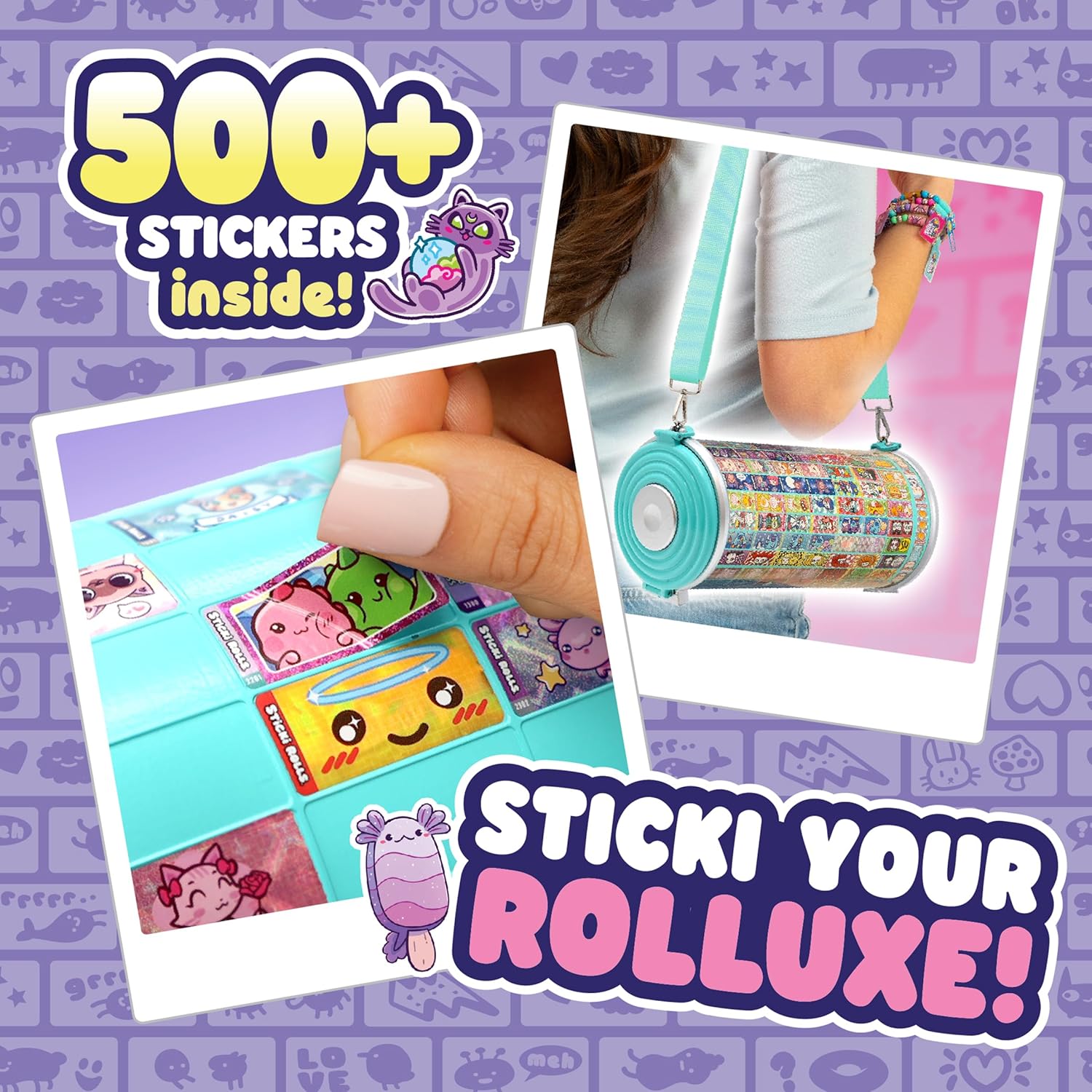 Sticki Rolls Sticki Rolluxe Series 2 - Glam Handbag + Craft Kit, Includes 3 Jumbo Stickies, Supplies for 10 Bracelets & 2 Pendants