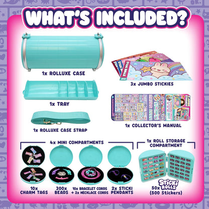 Sticki Rolls Sticki Rolluxe Series 2 - Glam Handbag + Craft Kit, Includes 3 Jumbo Stickies, Supplies for 10 Bracelets & 2 Pendants