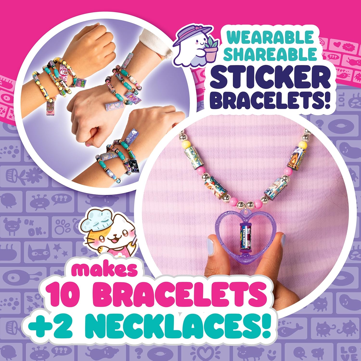 Sticki Rolls Sticki Rolluxe Series 2 - Glam Handbag + Craft Kit, Includes 3 Jumbo Stickies, Supplies for 10 Bracelets & 2 Pendants