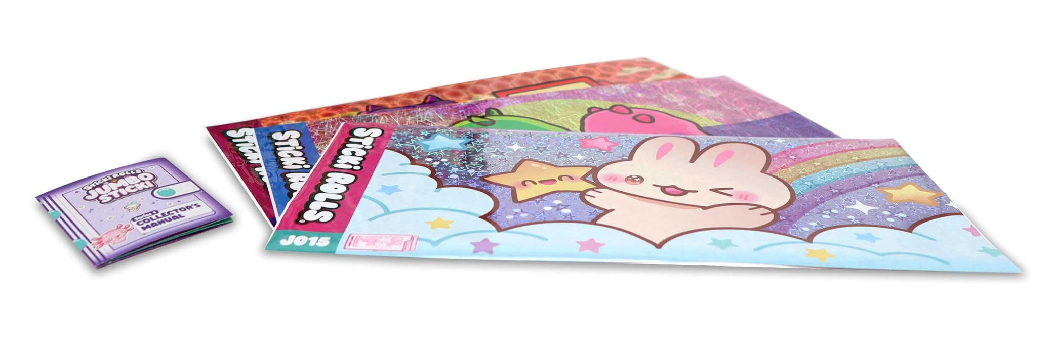 Sticki Rolls Jumbo Stickies, Giant Re-Stickable Foil Stickers, Unique Kawaii Designs, Collectible Wall Décor for Kids Ages 5+