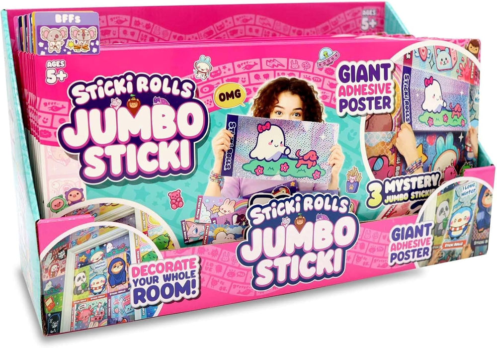 Sticki Rolls Jumbo Stickies, Giant Re-Stickable Foil Stickers, Unique Kawaii Designs, Collectible Wall Décor for Kids Ages 5+