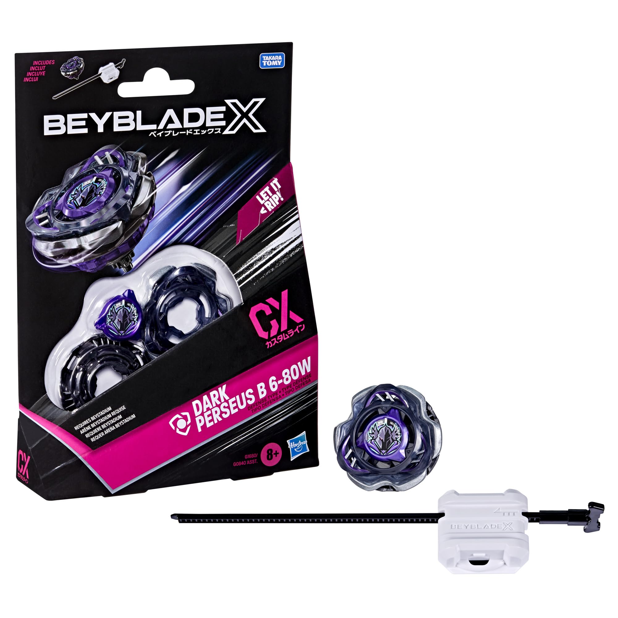 Beyblade X Dark Perseus B 6-80W CX Starter Pack Top and Launcher