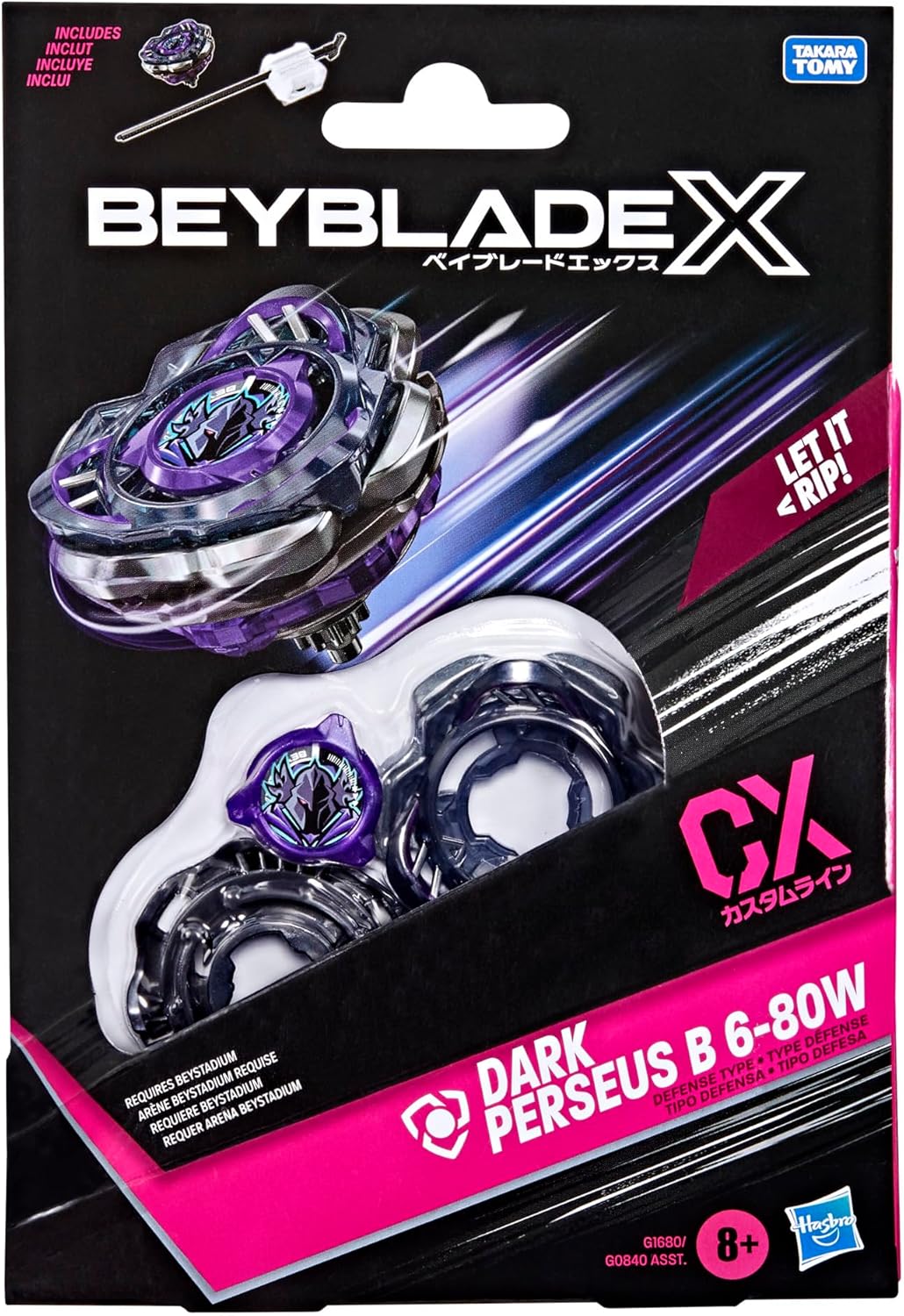 Beyblade X Dark Perseus B 6-80W CX Starter Pack Top and Launcher