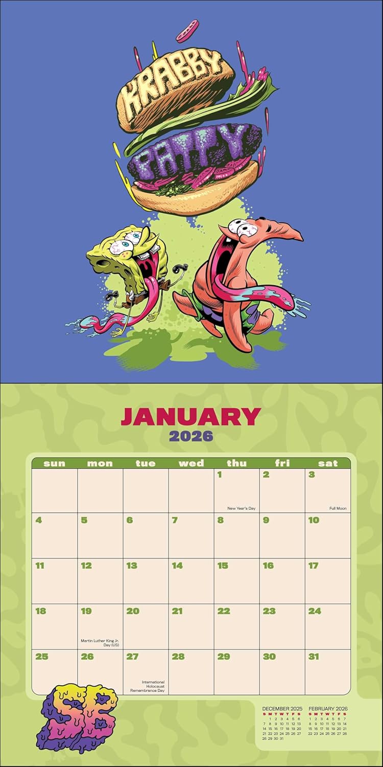 SpongeBob SquarePants 2026 Wall Calendar (Includes Stickers