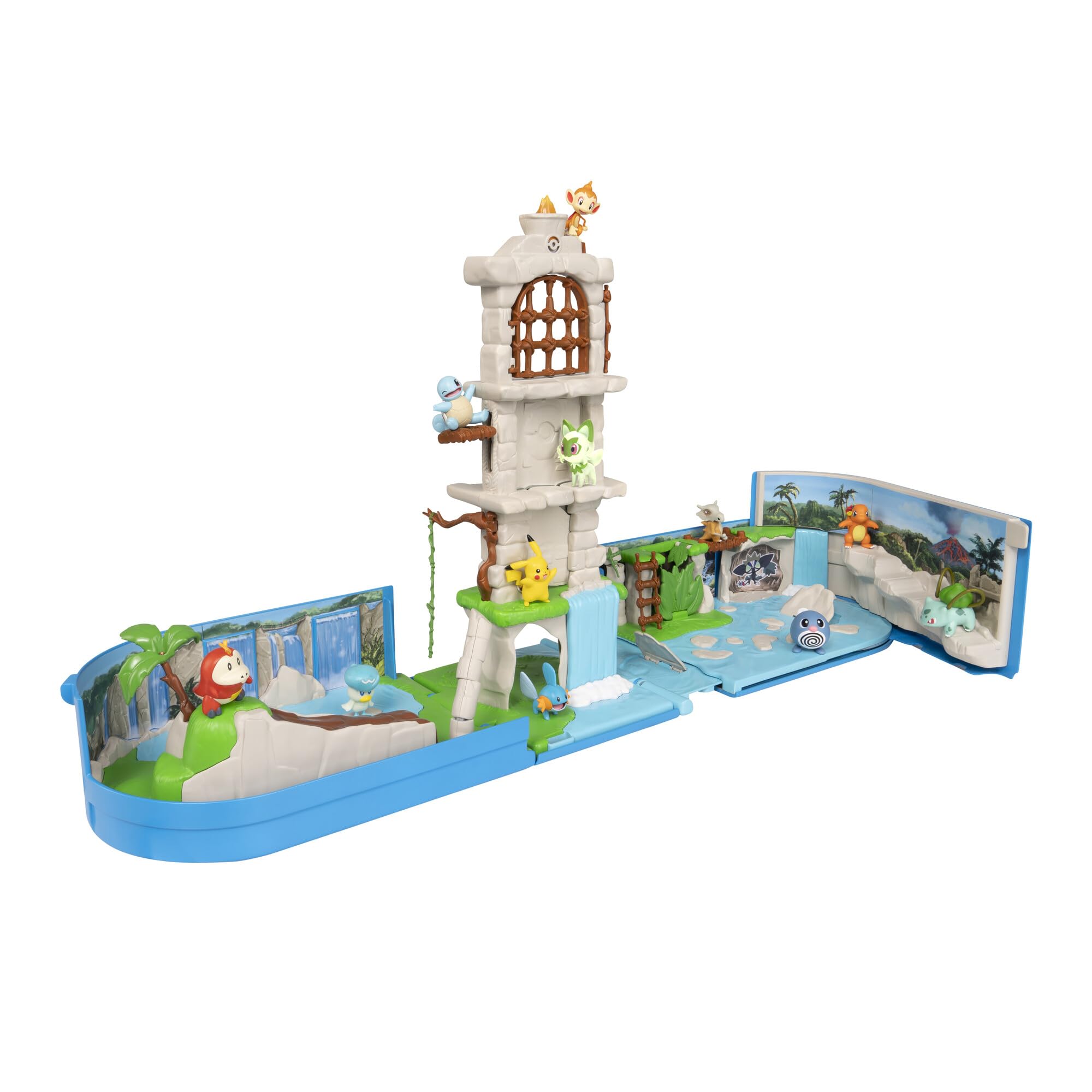 Pokémon Carry Case Battle Ruins Playset - Portable Transforming Backpack Playset with Action Features and 2-inch Pikachu Battle Figure