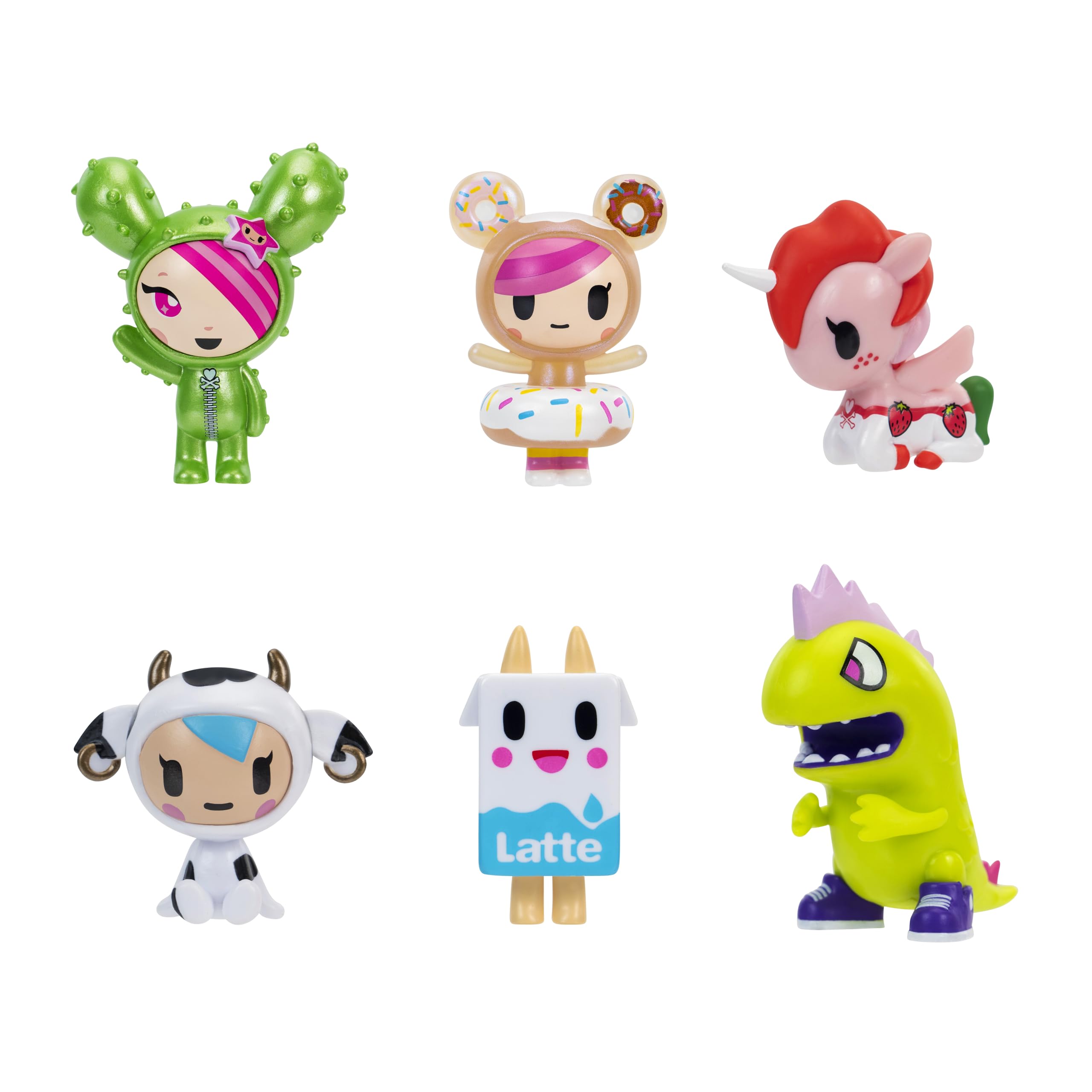 tokidoki 2” 6 Figure Pack - Donutella, SANDy, Kaiju Tokimon, Latte, Mozzarella, & Ruby - Ages 5+ - Officially Licensed Product from Jazwares