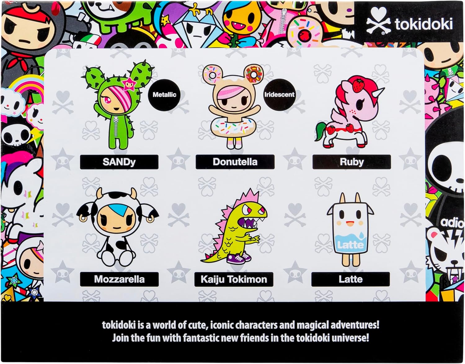 tokidoki 2” 6 Figure Pack - Donutella, SANDy, Kaiju Tokimon, Latte, Mozzarella, & Ruby - Ages 5+ - Officially Licensed Product from Jazwares