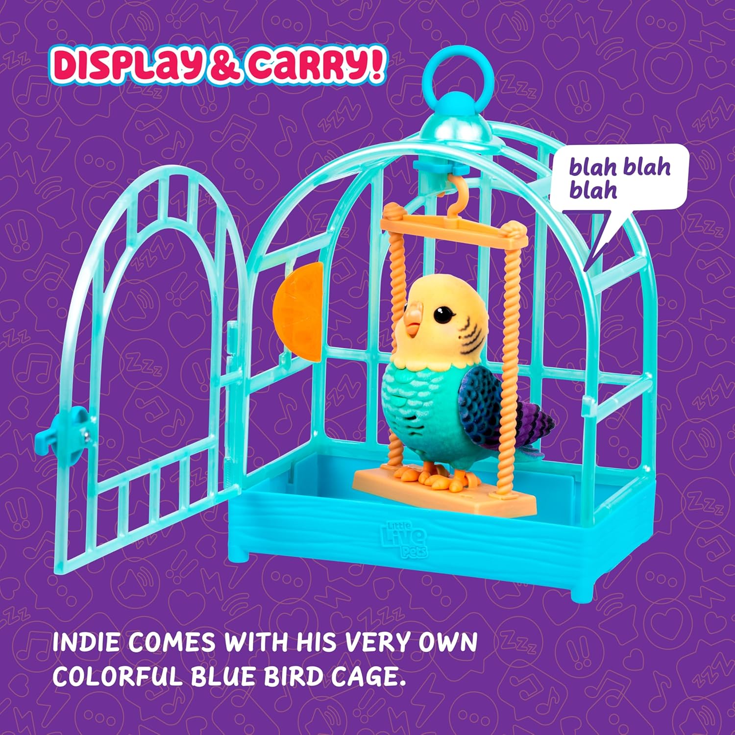 Little Live Pets My Really Real Bird & Cage - Indie, interactieve, realistische huisdiervogel, 20+ geluiden en reacties (25cm/9,8in kooi, 10,9cm/4,3in vogel), opnamen en herhalingen of fluitjes terug