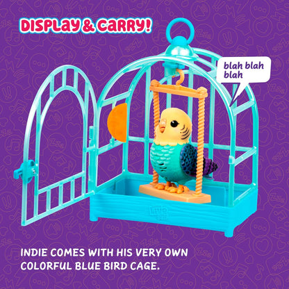Little Live Pets My Really Real Bird & Cage - Indie, interactieve, realistische huisdiervogel, 20+ geluiden en reacties (25cm/9,8in kooi, 10,9cm/4,3in vogel), opnamen en herhalingen of fluitjes terug