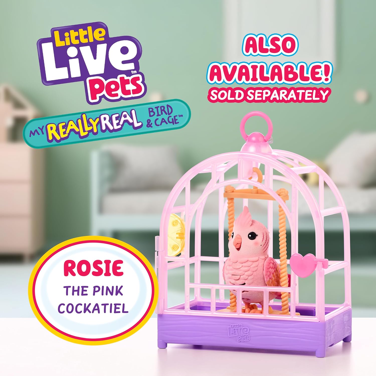 Little Live Pets My Really Real Bird & Cage - Indie, interactieve, realistische huisdiervogel, 20+ geluiden en reacties (25cm/9,8in kooi, 10,9cm/4,3in vogel), opnamen en herhalingen of fluitjes terug