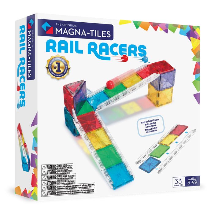 MAGNA-TILES® Rail Racers 33-delige magnetische bouwset, het originele magnetische bouwmerk