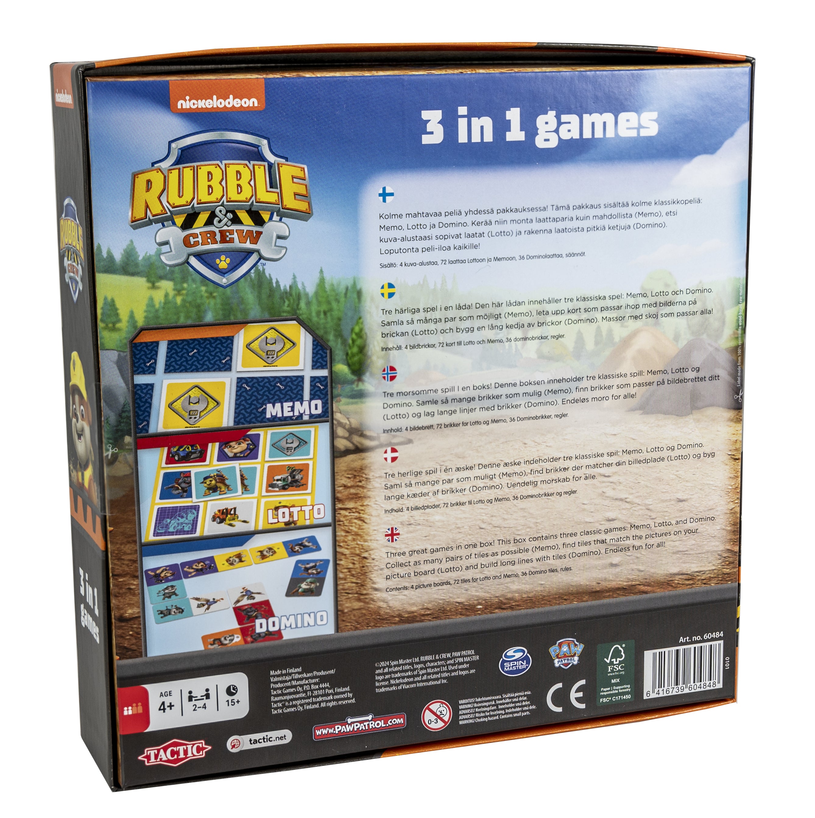 Tactic Rubble & Crew 3 in 1 Lotto, Domino, Memo 15 min Board game Multi-genre