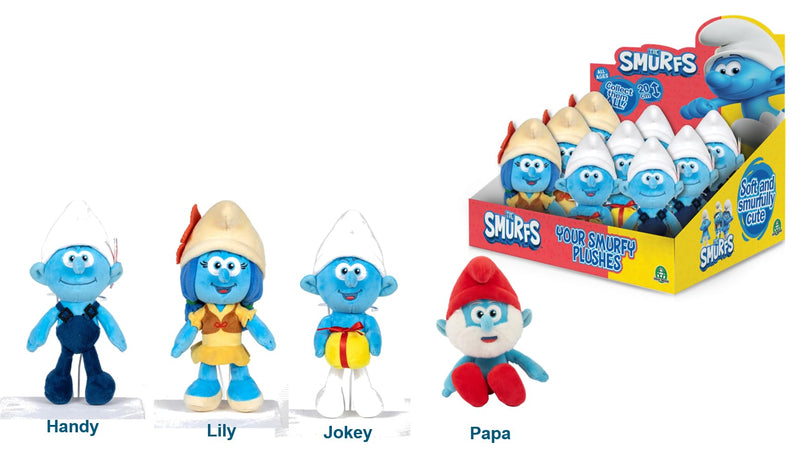 Les Schtroumpfs -Je nieuwe superzachte pluche dieren vindt iconische personages. 4 nieuwe modellen om te verzamelen. Maat 20 cm, speelgoed voor kinderen vanaf 3 jaar, PUF31, blauw