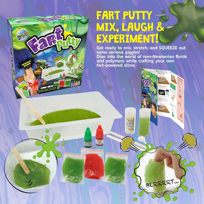 WILD! Science - FART PUTTY - DIY Slime Kit for Kids Age 6+, Make Your Own Slime Kit with Safe, Non-Toxic Ingredients, Science Kits for Kids, Slime Party Bag Fillers, or STEM Toy